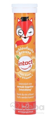 INTACT Múdra líška Hroznový cukor so železom a vitamínom C  15 šumivých tabliet pomaranč