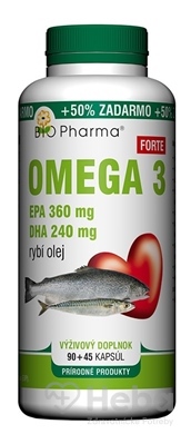 BIO Pharma Omega 3 Forte 1200 mg  cps 90+45 (50% ZADARMO) (135 ks)