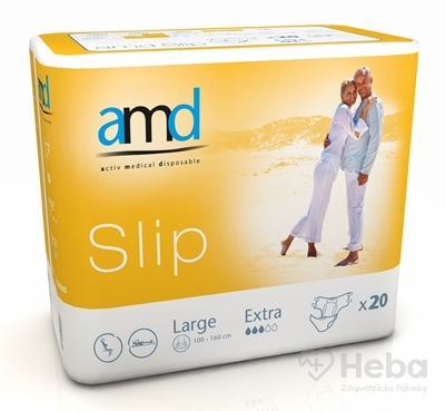 amd Slip Extra Large  inkontinenčné plienky, obvod bokov 100 - 160 cm, nasiakavosť 2500 ml, 1x20 ks