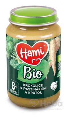 HAMI Príkrm Mäsovo-zeleninový Brokolica s paštrnákom a morkou BIO 190 g, 8m+