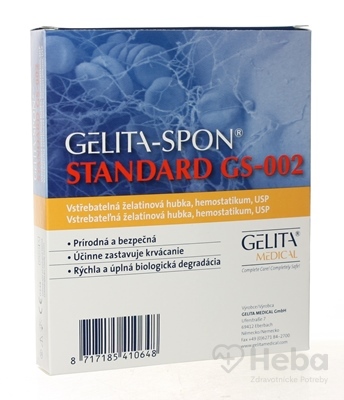 Gelita-spon Standard  GS-002 80x50x10 mm 1x2 ks