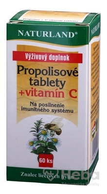 Naturland Propolisové tablety + Vitamín C  60 tabliet