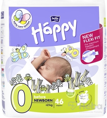 bella HAPPY 0 BEFORE NEWBORN  (0-2 kg), detské plienky, 1x42 ks