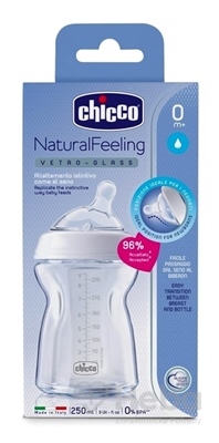 Chicco Natural Feeling detská dojčenská fľaša sklenená 250ml, od 0m+