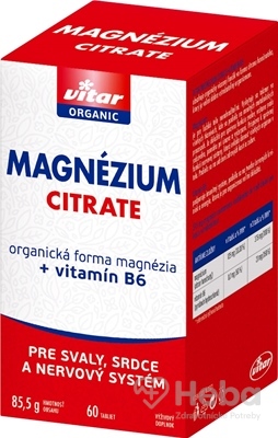 Vitar Magnézium Citrát + vitamín B6  60 tabliet