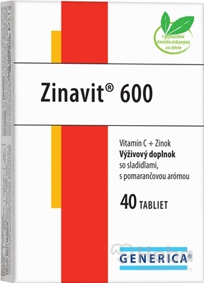 GENERICA Zinavit 600 Vitamín C + Zinok  40 tabliet pomaranč