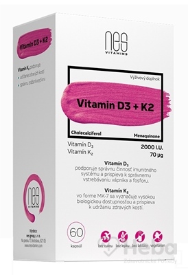 nesVITAMINS Vitamin D3 2000 I.U. + K2 70 ?g  cps 1x60 ks