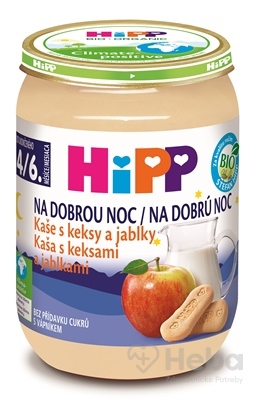 HiPP Kaša mliečna Bio na dobrú noc s keksíkmi a jablkami 190g