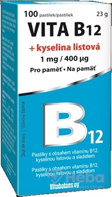 Vitabalans Vita B12 1 mg + Kyselina listová 400 mcg  100 cmúľacích pastiliek