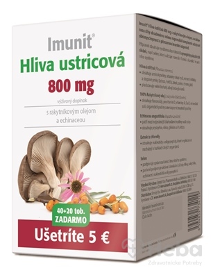 Imunit Hliva ustricová 800 mg s rakytníkovým olejom a echinaceou  60 kapsúl (40+20 zadarmo)