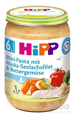 HiPP Mini cestoviny s aljašskou treskou v maslovej zelenine 190 g