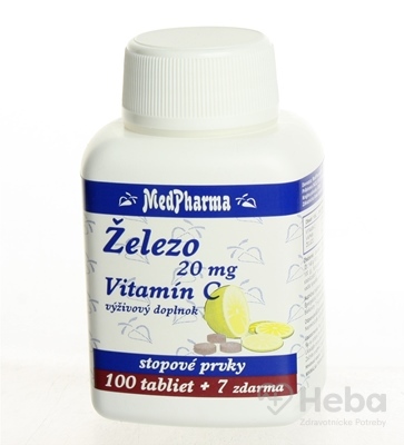 MedPharma Železo 20 mg + vitamín C  107 tabliet (100+7 zadarmo)