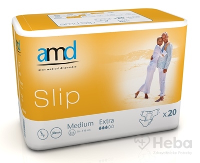 amd Slip Extra Medium  inkontinenčné plienky, obvod bokov 70 - 110 cm, nasiakavosť 2250 ml, 1x20 ks
