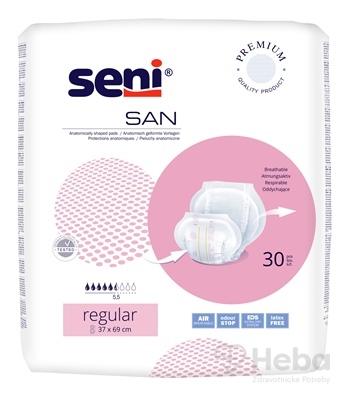 Seni SAN SENI Regular  plienky vkladacie, anatomické, 37x69 cm, savosť 1500 ml, 1x30 ks