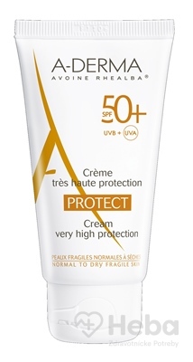 A-derma Protect krém na normálnu až suchú krehkú pokožku SPF50+  40 ml opaľovací krém