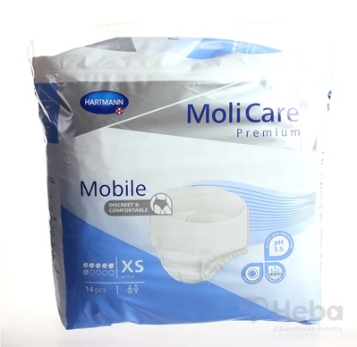 MoliCare Premium Mobile 6 kvapiek XS  modré, plienkové nohavičky naťahovacie, 1x14 ks