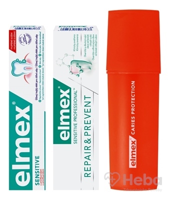 Elmex Sensitive Zubná Pasta Duopack s Púzdrom  Sensitive 1x75 ml + Sensitive Professional 1x75 ml + puzdro ZDARMA, 1x1 set