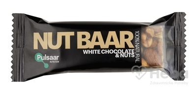 Pulsaar NUT BAAR White Chocolate & Nuts  tyčinka, biela čokoláda a orechy 1x40 g