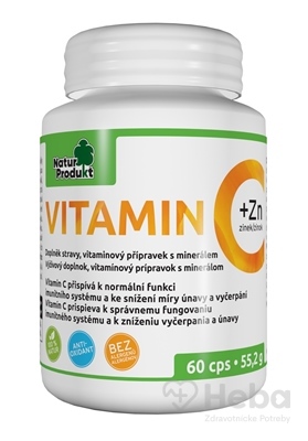NaturProdukt Vitamín C 500 mg + Zinok 10 mg  60 kapsúl