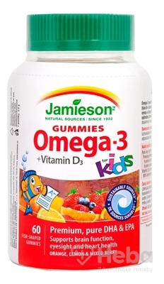 Jamieson Omega-3 Kids Gummies  želatínové pastilky s vitamínom D3 1x60 ks