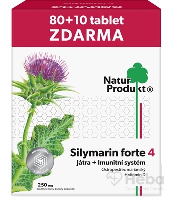 NaturProdukt Silymarin forte 4  tbl pečeň + imunitný systém (80+10 zadarmo) (90 ks)