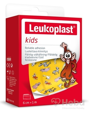 Leukoplast Kids  náplasť na rany, 6cm x 1m, pás, (inov.2020/2021) 1x1 ks