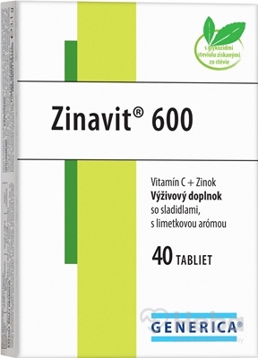 GENERICA Zinavit 600 Vitamín C + Zinok  40 tabliet limetka