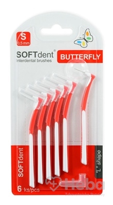 Medzizubné kefky SOFTdent Butterfly S 0,5 mm  zahnuté, červené 1x6 ks