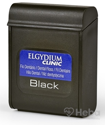 ELGYDIUM CLINIC Black  voskovaná dentálna niť s fluoridom, 50 m, 1x1 ks
