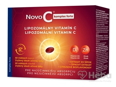 Novo C Komplex Forte Lipozomálny Vitamín C + Vitamín D3 + Zinok  60 kapsúl s extraktom zo šípok a citrusovými bioflavonoidmi