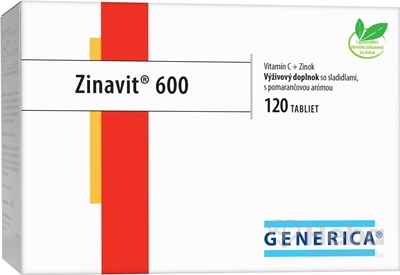 GENERICA Zinavit 600 Vitamín C + Zinok  120 tabliet pomaranč