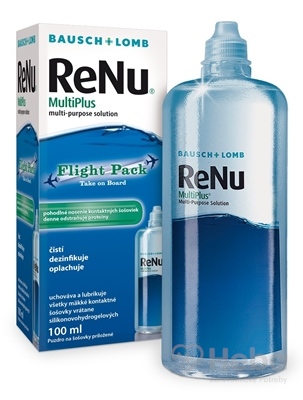 ReNu MultiPlus Flight pack  roztok na kontaktné šošovky (modrý) 1x100 ml