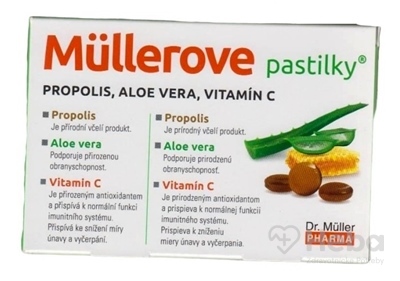 Müllerove pastilky s propolisom, aloe vera a vitamínom C  24 pastiliek