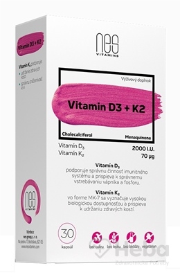 nesVITAMINS Vitamin D3 2000 I.U. + K2 70 ?g  cps 1x30 ks