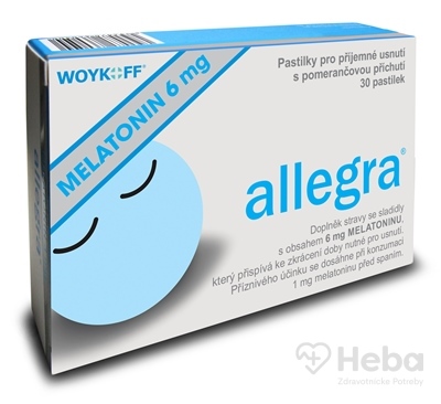 allegra Melatonín 6 mg s pomarančovou príchuťou  30 pastiliek