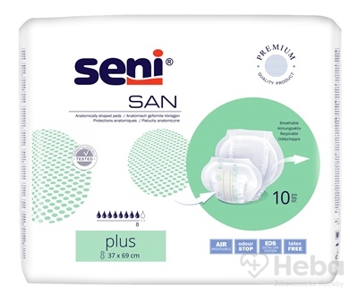 Seni SAN SENI Plus  plienky vkladacie tvarované (36x65cm, savosť 2500 ml) 1x10 ks