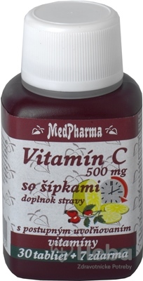 MedPharma Vitamín C 500 mg so šípkami  37 tabliet s postupným uvoľňovaním (30+7 zadarmo)