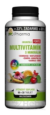 BIO Pharma Imunita + Forte Multivitamín s minerálmi  120 tabliet (90+30 zadarmo)