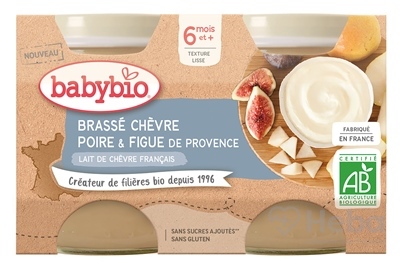 BABYBIO Brassé z kozieho mlieka hruška figa 2x130 g