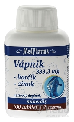 MedPharma Vápnik 333,3 mg + Horčík + Zinok  107 tabliet (100+7 zadarmo)