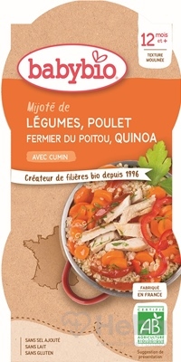 BABYBIO Menu zelenina s kuracím mäsom a quinoa (2x 200 g)