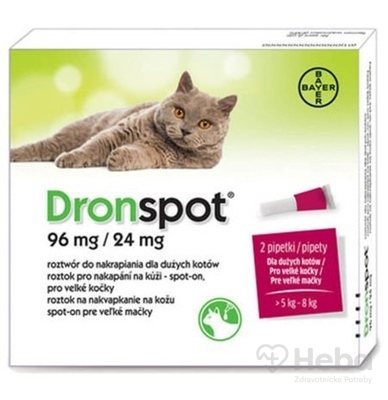 Dronspot 96 mg/24 mg spot-on (2 pipety)  pre veľké mačky (>5 - 8 kg) 2x1,12 ml