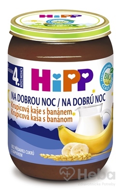 HiPP Kaša mliečna Bio na dobrú noc krupicová s banánom 190g