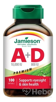 Jamieson Vitamín A + vitamín D Premium  100 kapsúl