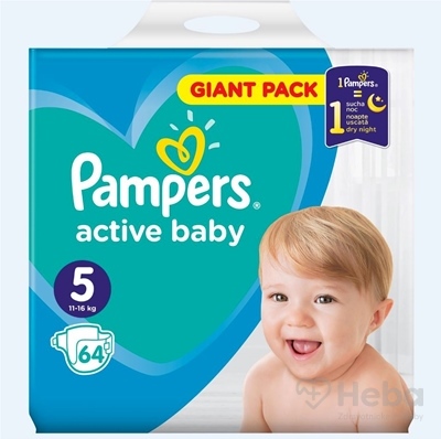 PAMPERS active baby Giant Pack 5 Junior  detské plienky (11-16 kg)(inov.2018) 1x64 ks
