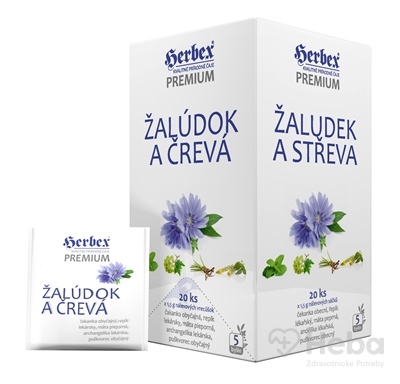 HERBEX Premium ŽALÚDOK A ČREVÁ  bylinná zmes, čaj 20x1,5 g (30 g)