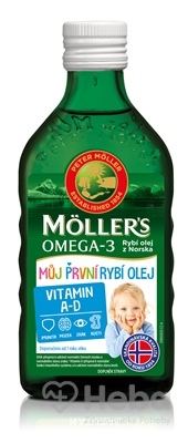Moller´s Omega 3 Môj prvý Rybí olej + vitamín A + vitamín D  250 ml olej