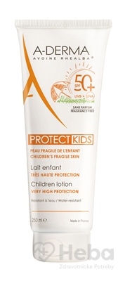 A-derma Protect Kids mlieko pre deti na krehkú pokožku SPF50+  250 ml opaľovacie mlieko