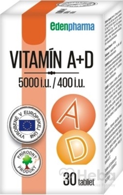 EDENPharma Vitamín A 5000 I.U. + Vitamín D3 400 I.U.  30 tabliet