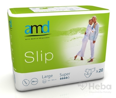 amd Slip Super Large  inkontinenčné plienky, obvod bokov 100 - 160 cm, nasiakavosť 3000 ml, 1x20 ks